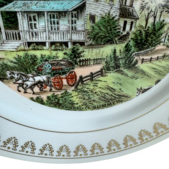 Vintage Currier & Ives Summer Landscape Glazed Ceramic Collector Plate - Picture 2 of 3